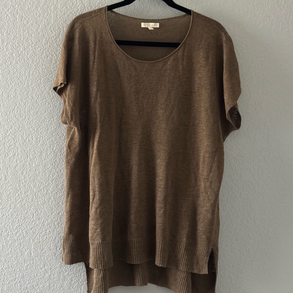 Eileen Fisher 100% Linen Oversized Muted Women's Short Sleeve Sweater